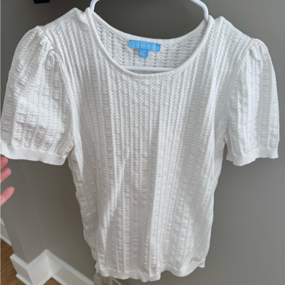 Draper James White Textured Knit Blouse
